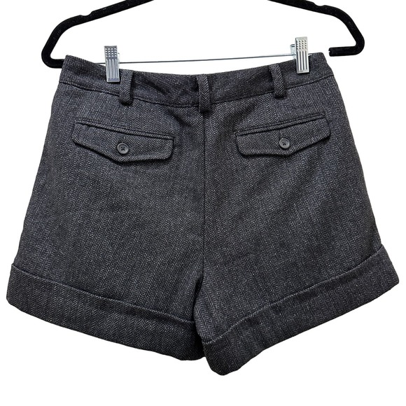Land's End Canvas 1963 Woven Wool Short Shorts Herringbone Gray Size 4 Academia - Picture 2 of 10